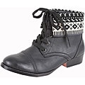Elegant by Beston Women's 'Sharp-8' Black Fairisle Cuff Boots