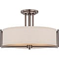 Gemini Bronze and Khaki Fabric Shade 3-Light Semi Flush Fixture