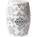 Ceramic Garden Stool White and Brown