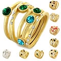 Goldtone Colored Crystal Stackable 5-piece Ring Set