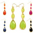 Goldtone Colored Resin Triple Drop Earrings