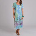 La Cera Women's Floral Pleat Button Front Dress