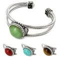 Silvertone Aventurine, Red Jasper, Turquoise or Tiger's Eye Cuff Bracelet