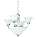 Six Light Satin Nickel Chandelier with Bowl