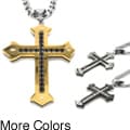 Stainless Steel Men's Cubic Zirconia Cross Necklace