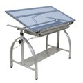 Studio Designs Avanta Drafting Table Silver/Blue Glass
