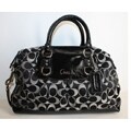 Coach Ashley Black/White Signature Sateen Satchel