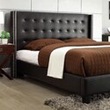 ETHAN HOME Francesca Black Bonded Leather Wingback Bed