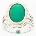 Meredith Leigh Sterling Silver and 14k Gold Green Onyx Ring
