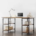 Myra Vintage Industrial Modern Rustic Oak Storage Desk