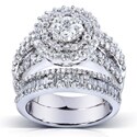 14k Gold 2 4/5ct TDW Diamond Halo Cluster Bridal Ring Set (H-I, I1-I2)