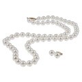 DaVonna 14k Gold Cultured Akoya Pearl 18-inch Necklace and Earring Set (5.5-6.0 mm)