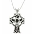 Antique Finish Sterling Silver Celtic Cross Pendant with 18-inch Chain