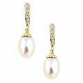 14k Gold Cultured FW Pearl Diamond Earrings