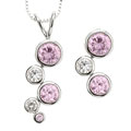 Icz Stonez Sterling Silver CZ Earring and Pendant Set