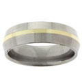 Men's Titanium and 14k Gold Beveled Band (6.8 mm)