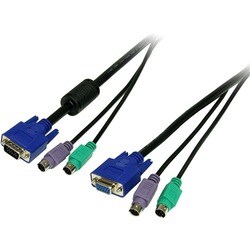Startech 3-in-1 KVM Switch Cable - 15ft - 1 x D-Sub (HD-15), 2 x mini-DIN (PS/2)