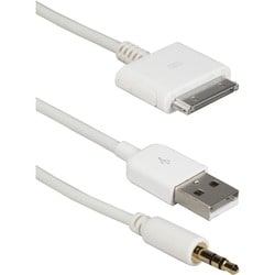 QVS Hi-fi Stereo Audio & USB Charger Cable for iPod, iPhone & iPad/2/