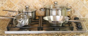 Stainless steel pots and pans