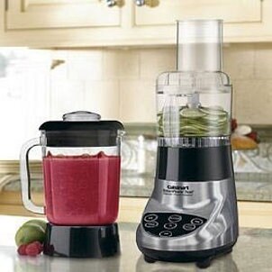 Blender and food processor on a kitchen countertop