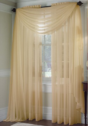 Elegant voile sheer window panel in soft beige