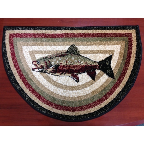 Bass Fish Animal Red/ Beige Hearth Rug (22 x 32)  