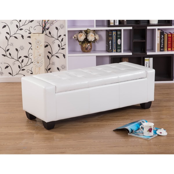 Mackenzie White 52 inch Storage Ottoman   Shopping   Great