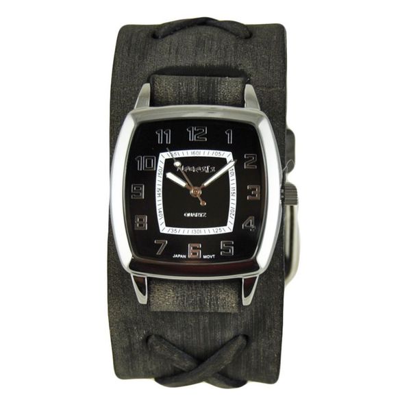 Nemesis Black Classic Vintage Unisex Watch with Faded Black X Leather ...
