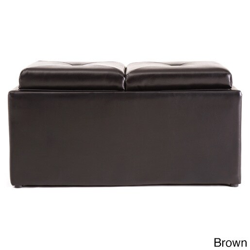 Medium Ottoman With Flip Over Tray Hodedah Import 1185 Brown Ebay Picture 6 Of 10