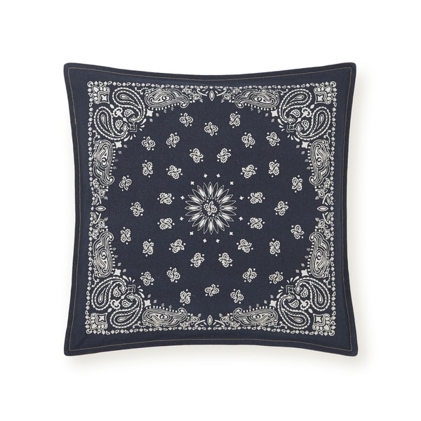 Tommy Hilfiger Navy and Ivory Bandana 18 inch Decorative Pillow