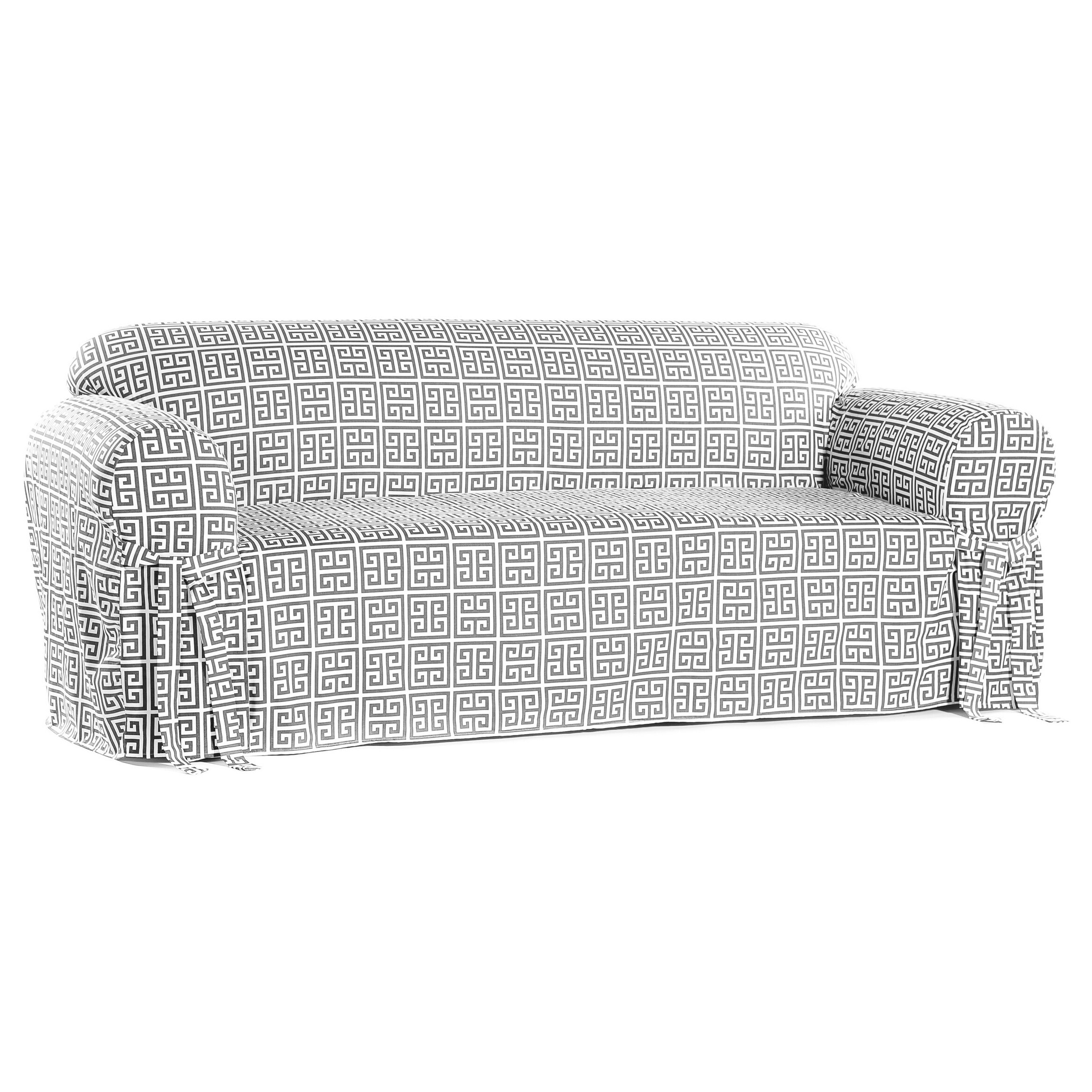 Clic Slipcovers Bt10rast One Piece Stripe Twill Sofa Slipcover Red White