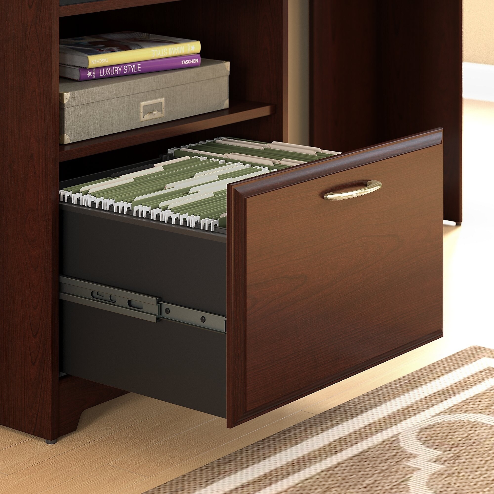 Cabot Corner Desk With Hutch Lateral File Cabinet And 6 Cube Cabot Corner Desk With Hutch Lateral File Cabinet