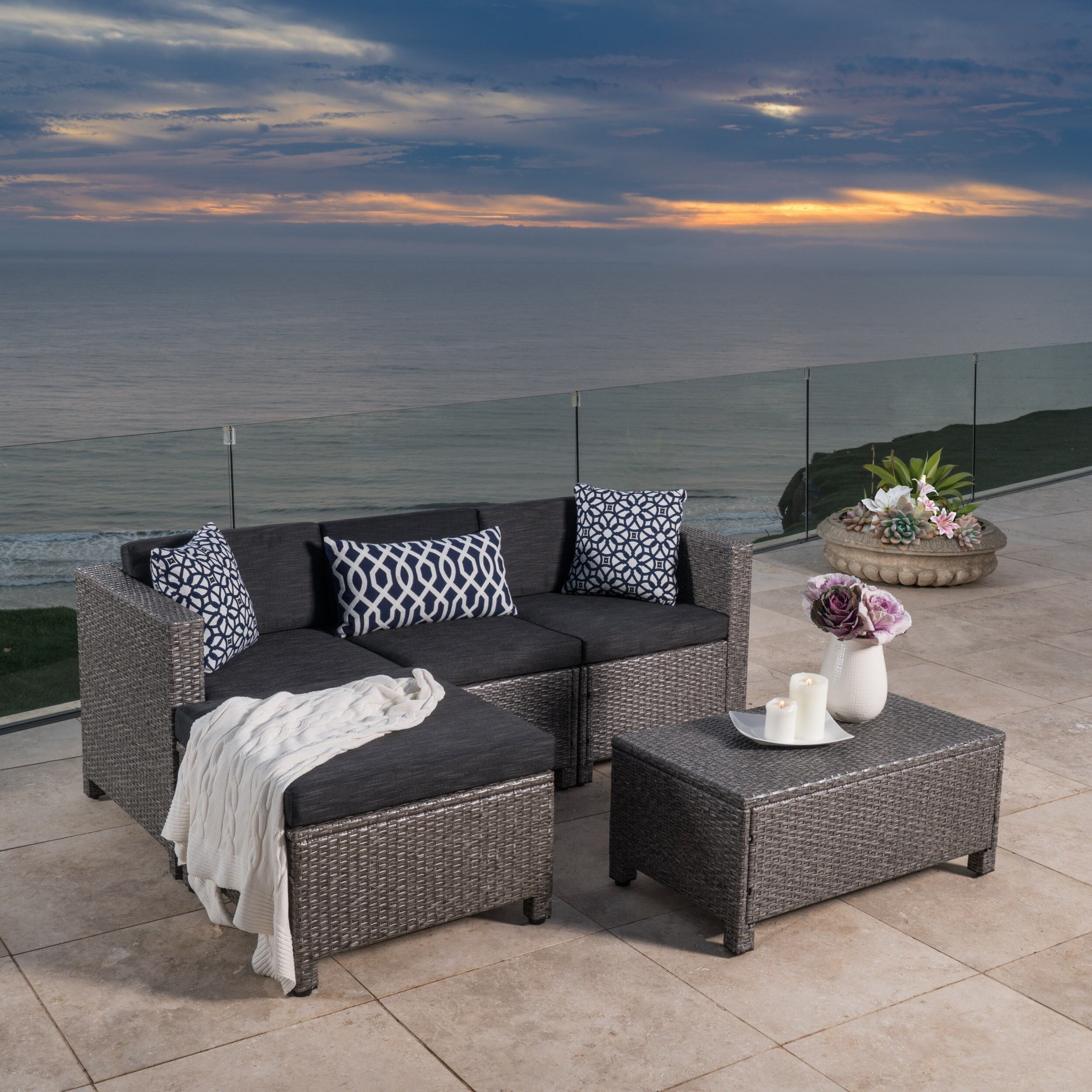 Christopher Knight Home Outdoor Puerta 5 Piece Wicker Sectional Sofa Christopher Knight Home Outdoor Puerta 5 Piece Wicker