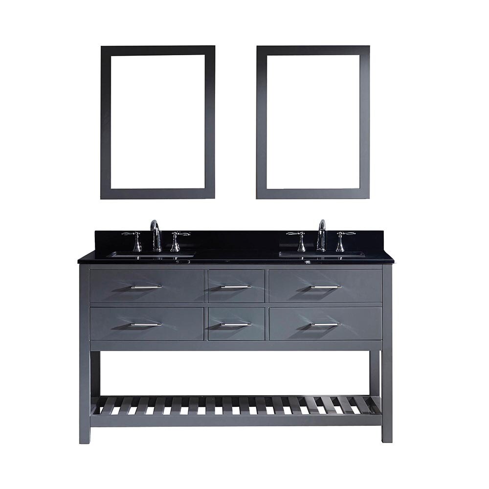 Virtu Usa Caroline Estate 60 Inch Black Granite Double Bathroom Virtu Usa Caroline Estate 60 Inch Black Granite