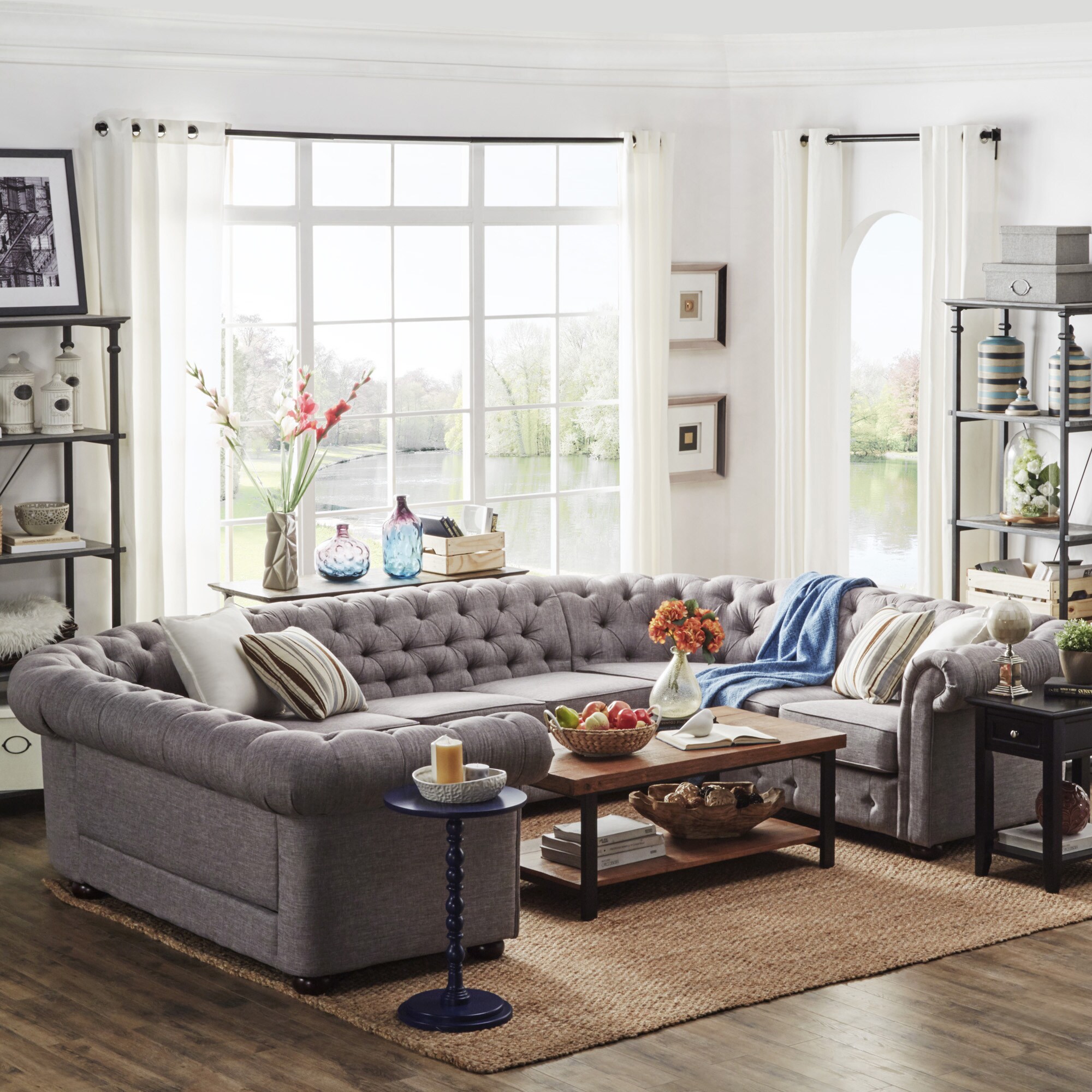 Knightsbridge Tufted Scroll Arm Chesterfield 9 Seat U Shaped Knightsbridge Tufted Scroll Arm Chesterfield 9 Seat U