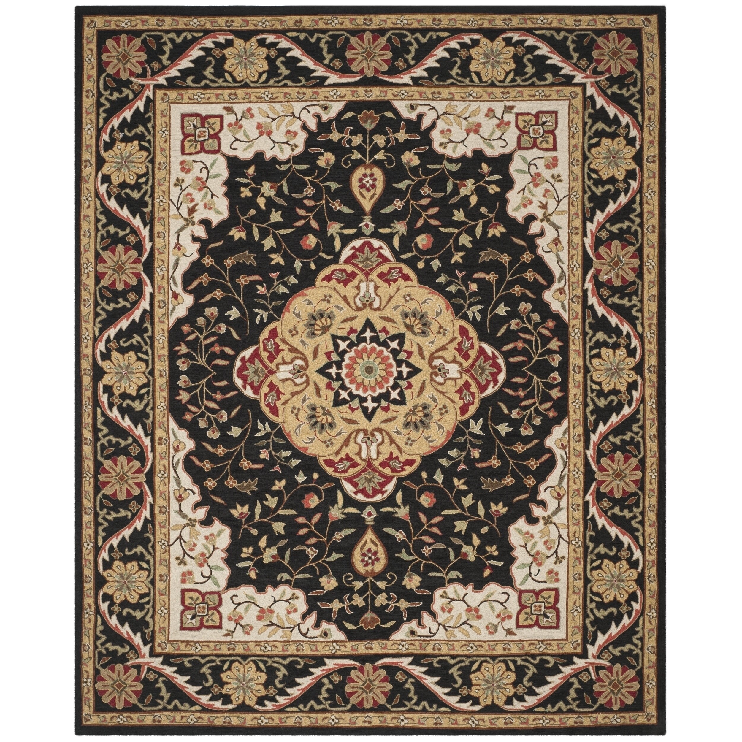 Safavieh Hand Hooked Easy To Care Black Cream Rug 8 X 10 Safavieh Hand Hooked Easy To Care Black Cream