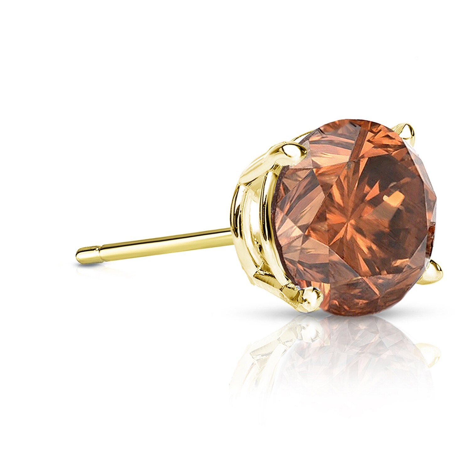 Auriya 14k Gold 1ct Tdw Round Single 1 Brown Diamond Stud Earring Auriya 14k Gold 1ct Tdw Round Single 1