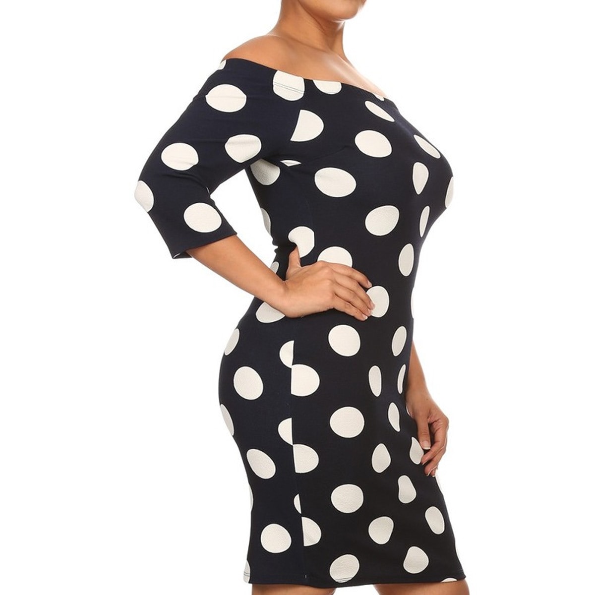 Womens Polyester Plus Size Polka Dot Bodycon Dress Ebay 