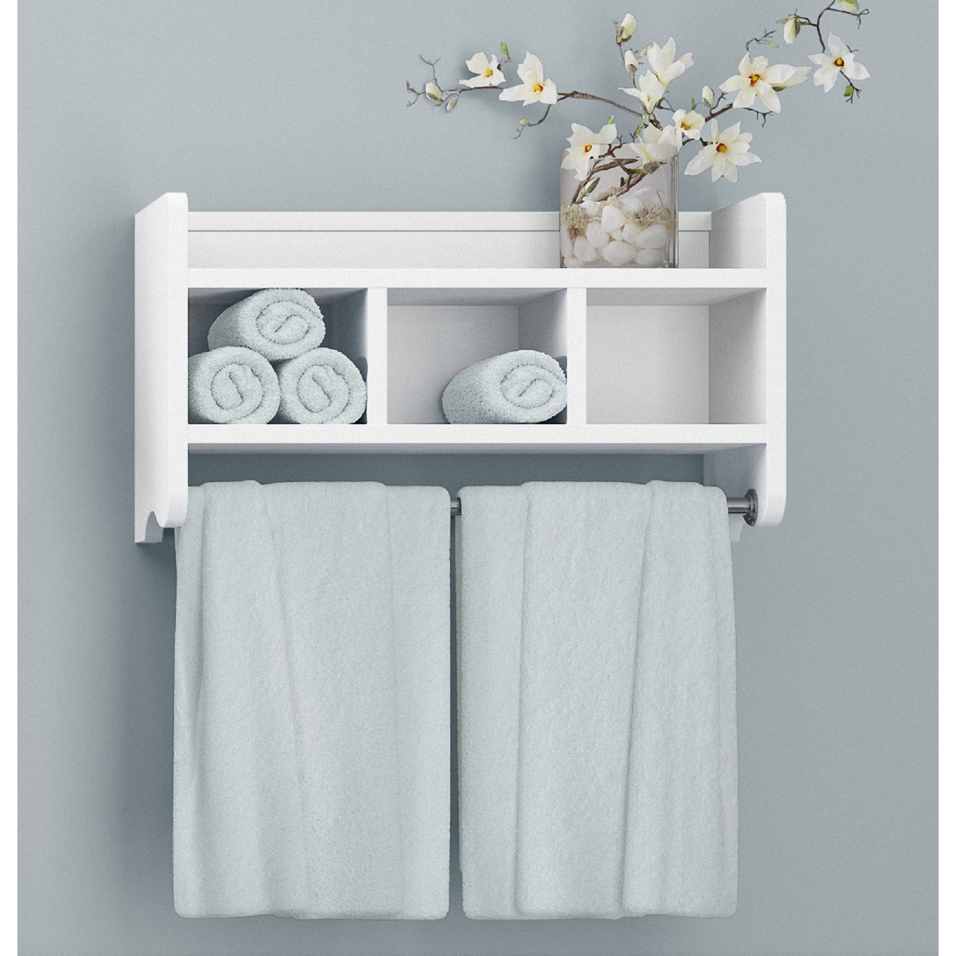 Alaterre 25inch Wood Bath Storage Shelf with Towel Rod eBay