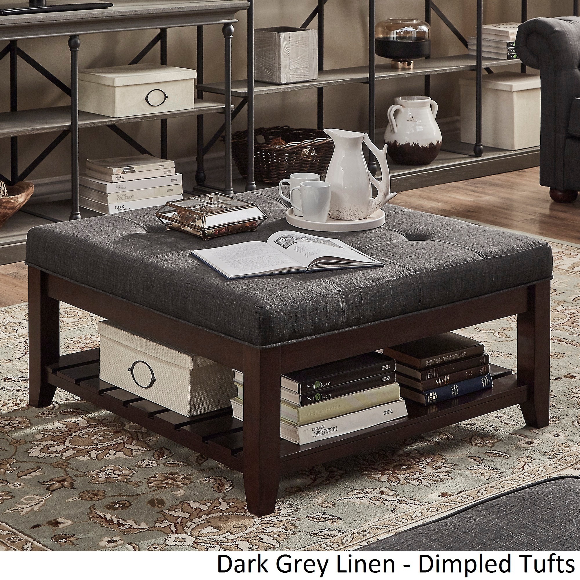 Lennon Espresso Planked Storage Ottoman Coffee Table By Inspire Q Lennon Espresso Planked Storage Ottoman Coffee Table By