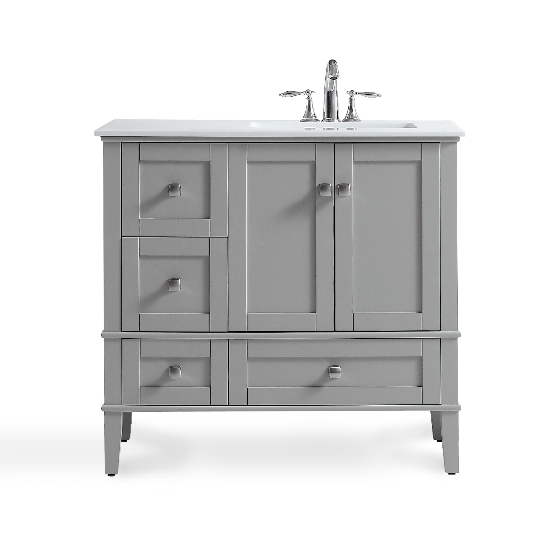 WYNDENHALL Windham Grey 36-inch Offset Bath Vanity with ...