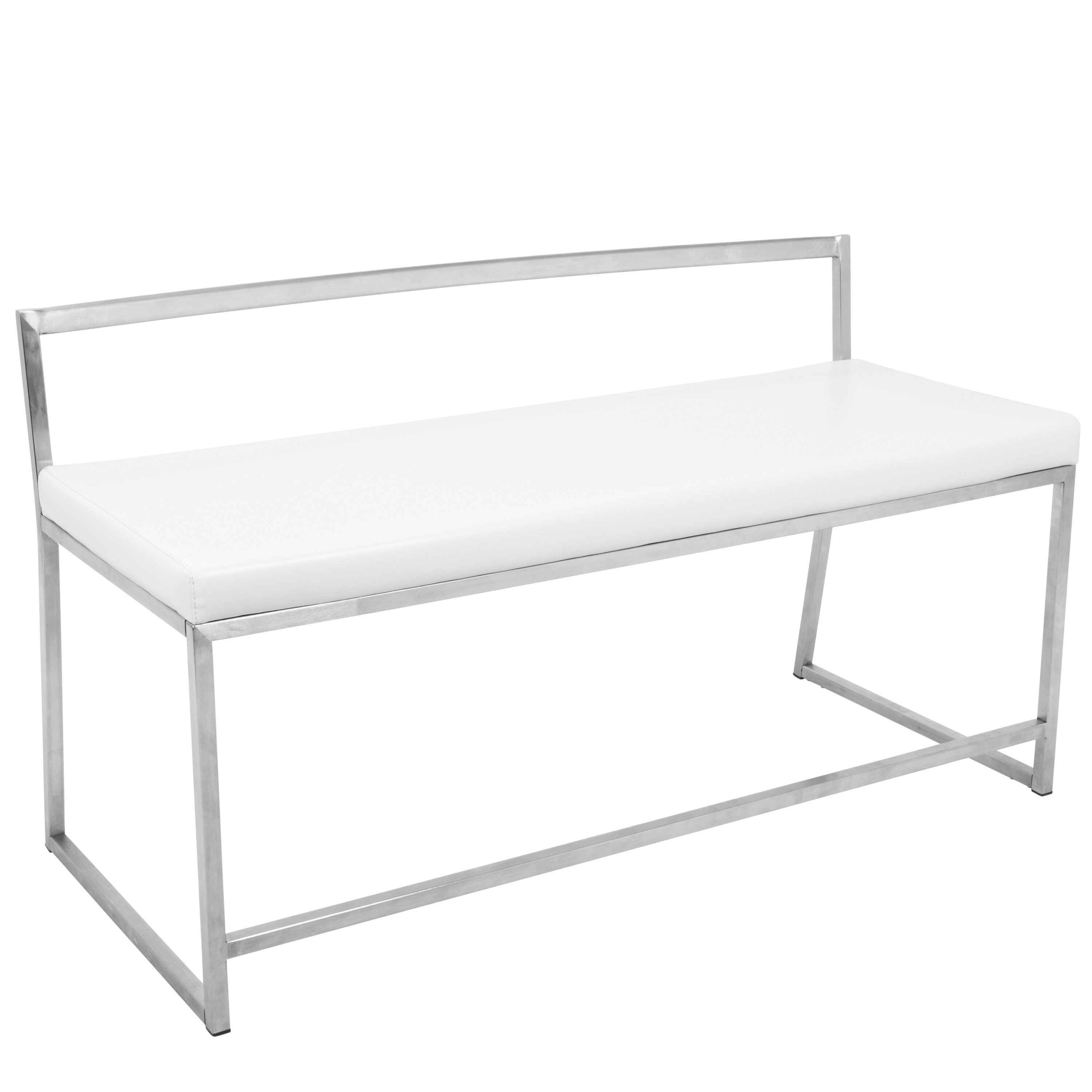 Fuji Contemporary Dining Entryway Bench In White Faux Leather By Picture 6 Of 10