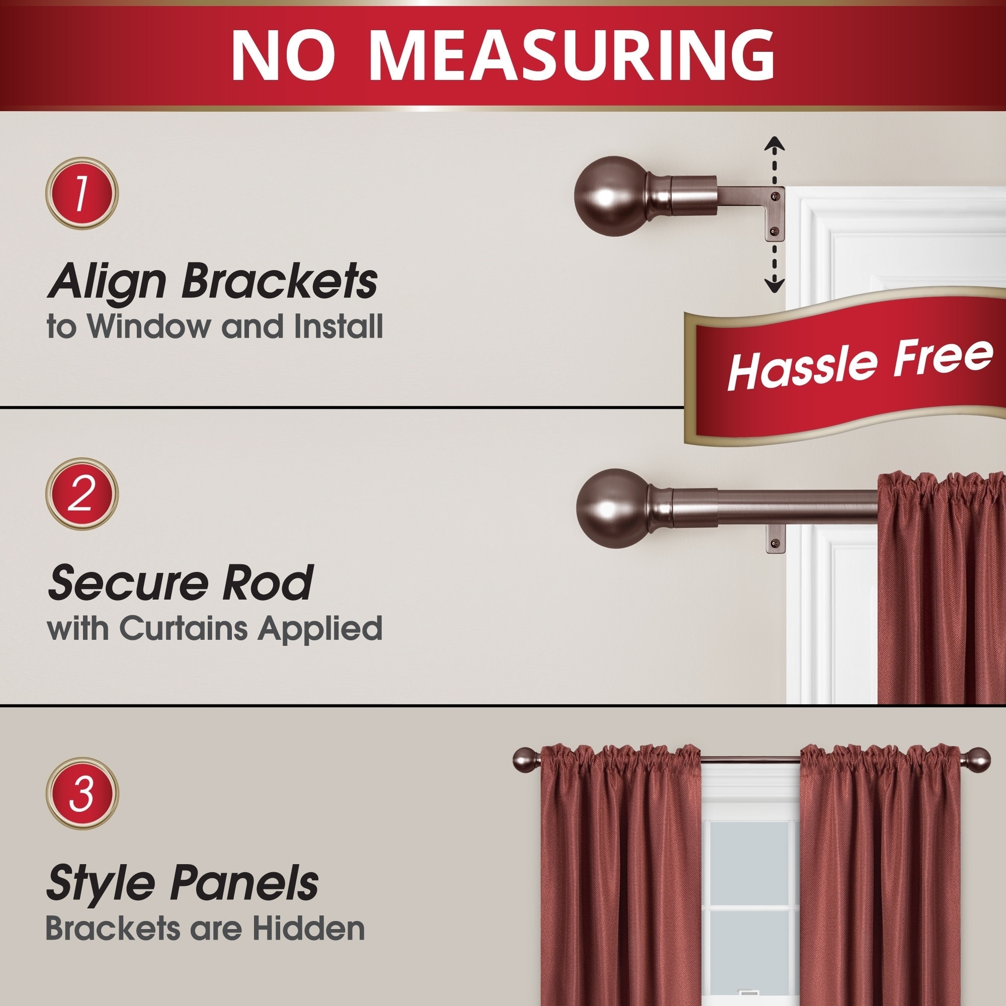 Maytex Smart Rods No Measuring Easy Install Dry Window Rod With Picture 9 Of 10