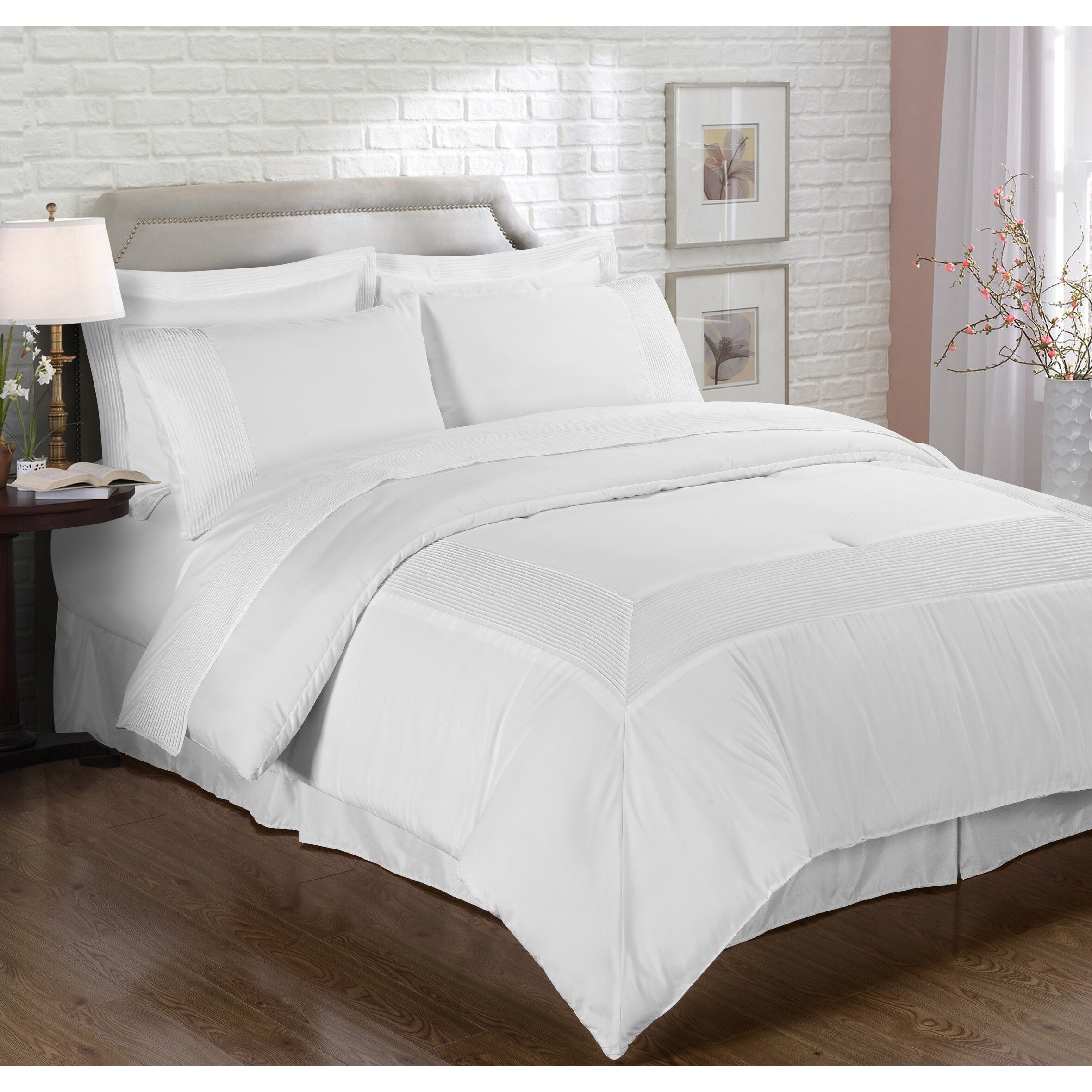 Chezmoi Collection 8 Piece Pleated Hem Solid Bed Bag Comforter Set Picture 5 Of 8