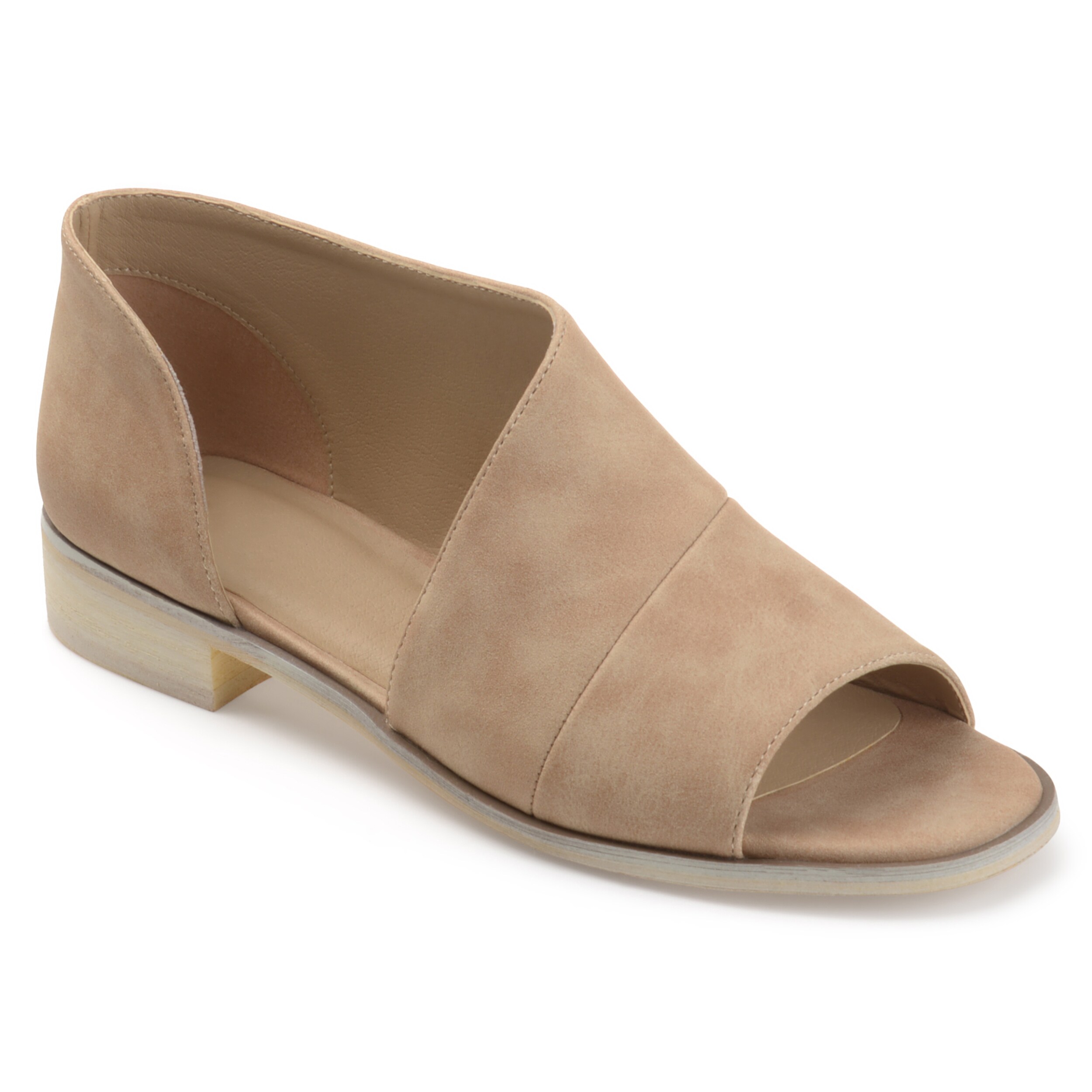 asymmetrical open toe flat