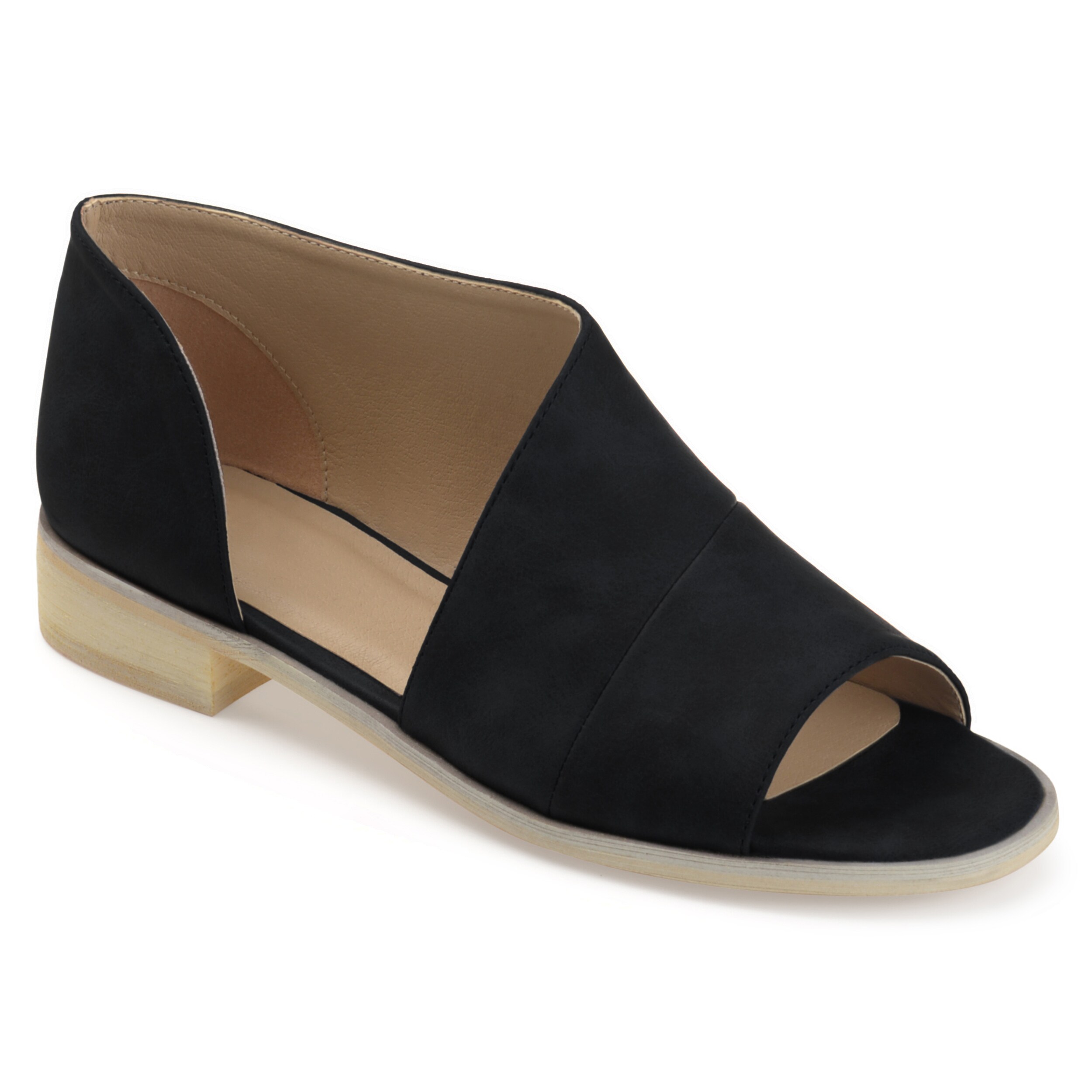 asymmetrical open toe flat