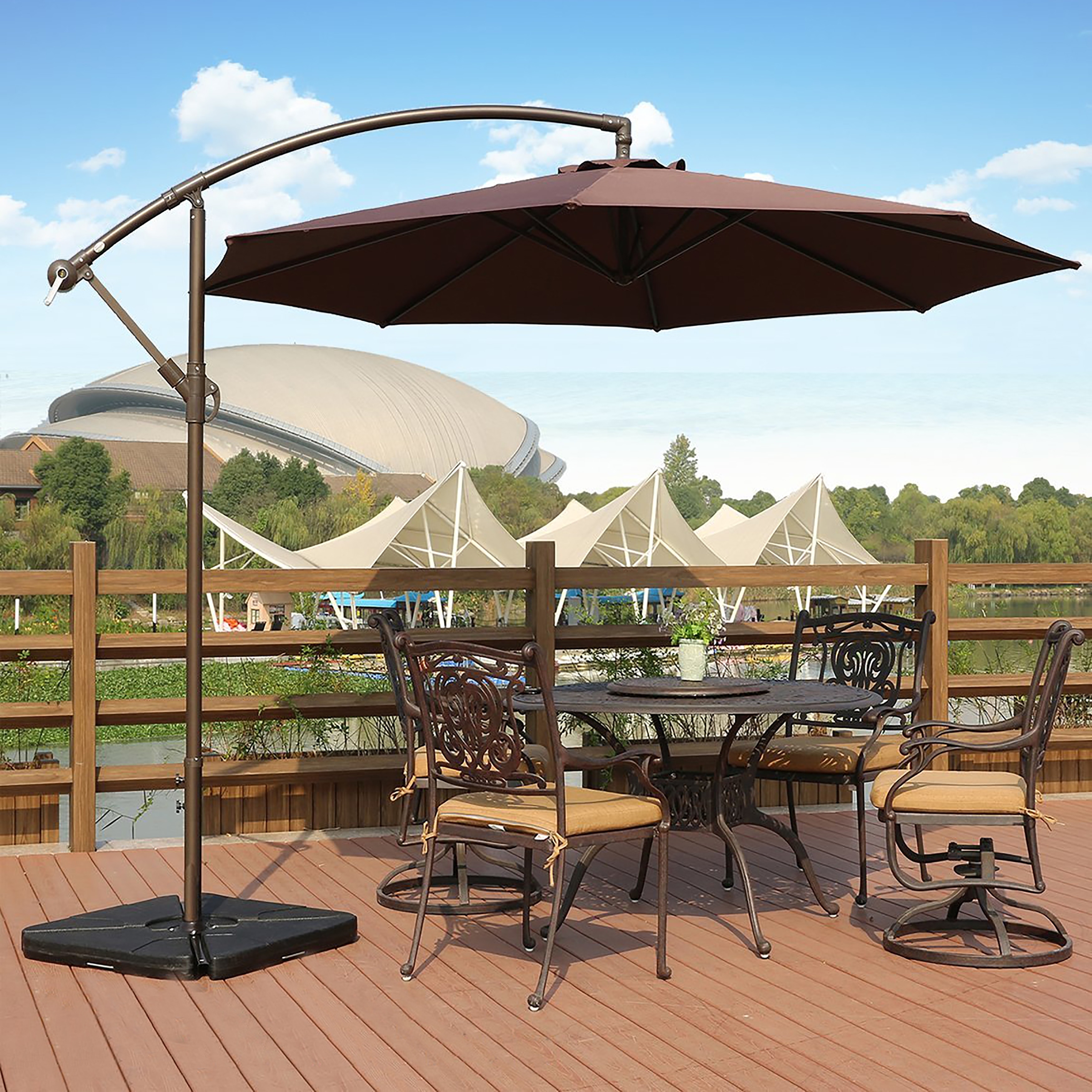 Weller 10 Ft Offset Cantilever Hanging Patio Umbrella By Westin Weller 10 Ft Offset Cantilever Hanging Patio Umbrella
