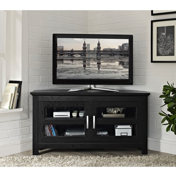 Black Wood 44 inch Corner TV Stand   Shopping   Great Deals