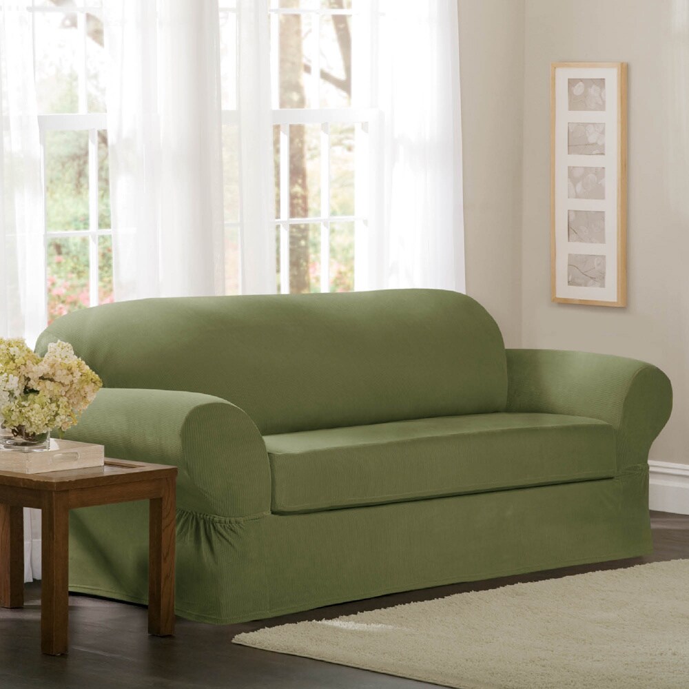 Maytex Collin Stretch 2 Piece Slipcover Sofa Moss Ebay Picture 6 Of 9