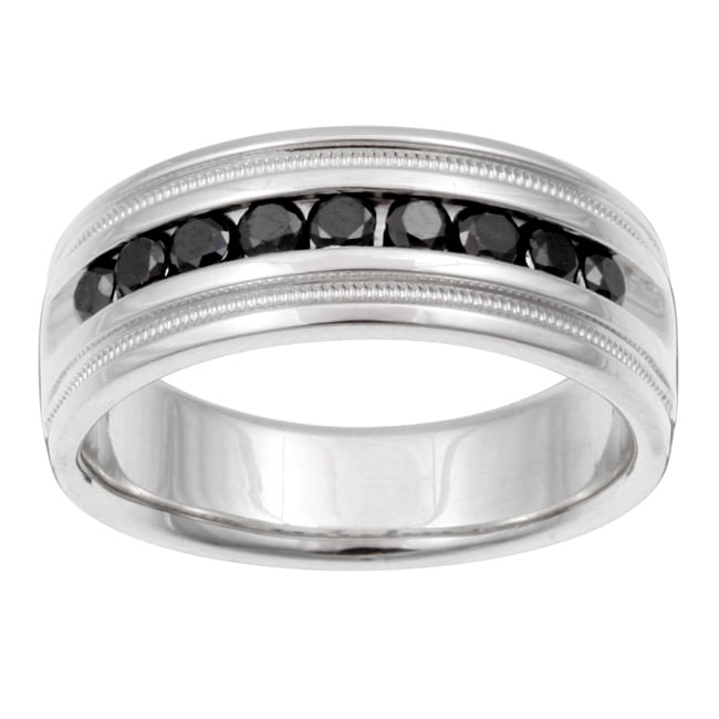 Sterling Silver Mens 1/2ct TDW Black Diamond Band  